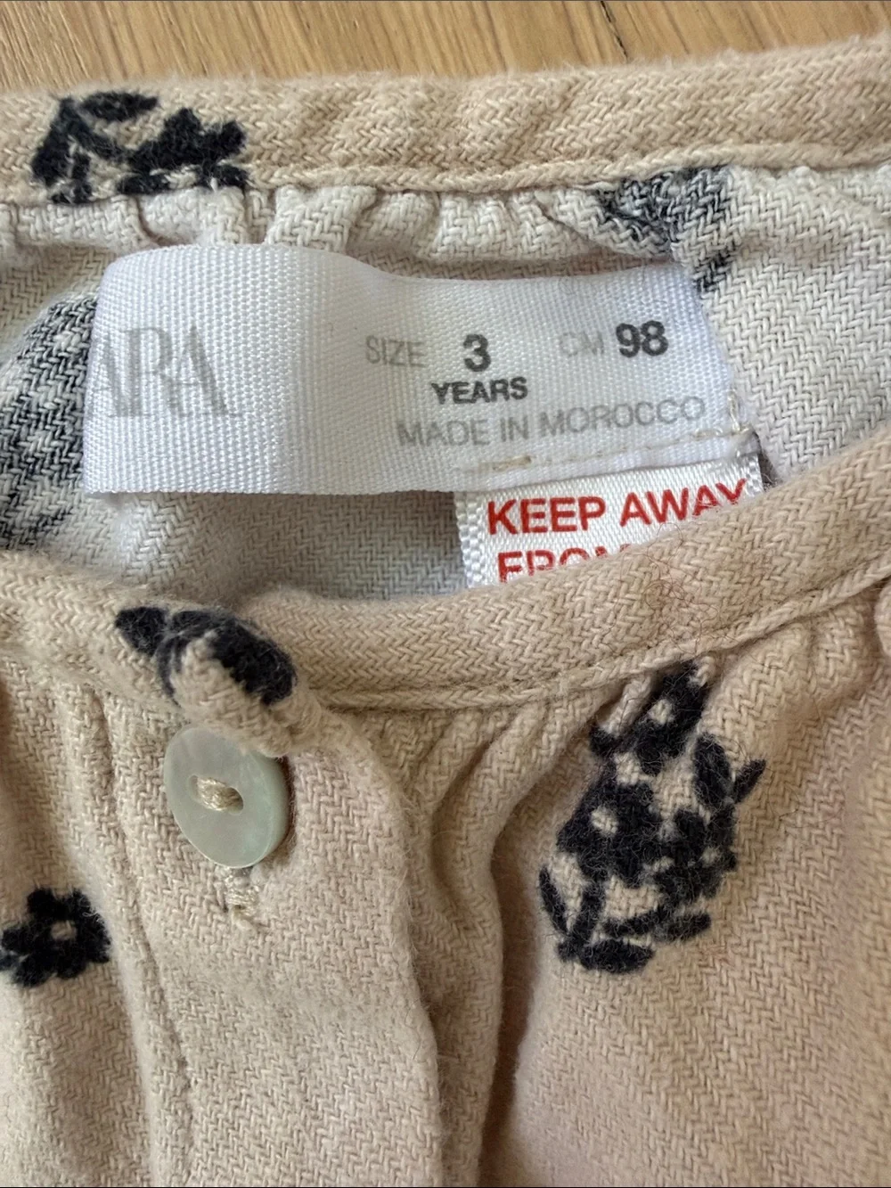 Zara Kids Beige Floral Cotton Set